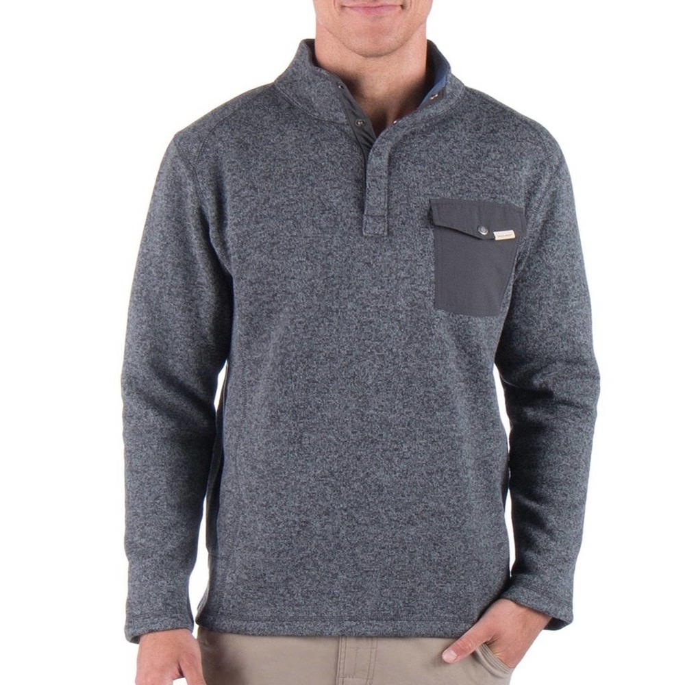 Woolrich Fleece Quarter 1/4 Button Grey Drifter Sweater Men’s L